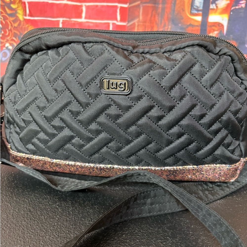 Lug Black Woven Crossbody Bag